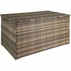 TECTAKE Auflagenbox Mit Aluminiumgestell Oslo, 145x82,5x79,5cm - Gartenbox, Kissenbox, Gartentruhe - Natur