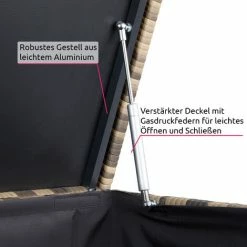 TECTAKE Auflagenbox Mit Aluminiumgestell Oslo, 145x82,5x79,5cm - Gartenbox, Kissenbox, Gartentruhe - Natur 4 TECTAKE Auflagenbox Mit Aluminiumgestell Oslo, 145x82,5x79,5cm - Gartenbox, Kissenbox, Gartentruhe - Natur -TECTAKE Shop 49751081 3