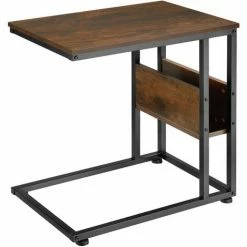 TECTAKE Beistelltisch Wigan 55x36,5x60cm - Beistelltisch Industrial Style, Couchtisch, Nachttisch - Industrial Dunkelbraun