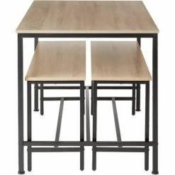 TECTAKE Sitzgruppe Bolton 2 + 1 - Esstisch-Set, Essgruppe, Küchentisch-Set - Industrial Holz Hell, Eiche Sonoma -TECTAKE Shop 52444414 4