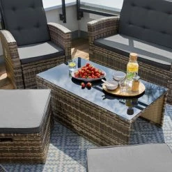 TECTAKE Rattan Lounge Bari - Rattan-Lounge, Lounge-Set, Lounge-Gruppe - Schwarz -TECTAKE Shop 52528069 4