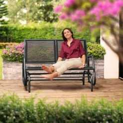 TECTAKE Schaukelbank Greta 2-Sitzer 121x72x86,5cm - 2-Sitzer Gartenbank, Gartenschaukel, Sitzbank -TECTAKE Shop 54456068 2