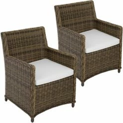 TECTAKE 2er Set Rattanstuhl Saint Tropez - Gartensessel, Gartenstuhl, Balkonsessel