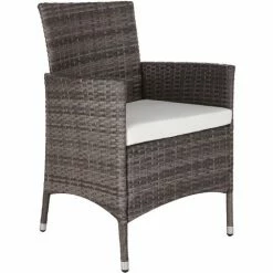 TECTAKE Rattan Sitzgruppe 6+1 Mit Schutzhülle - Gartenlounge, Terrassenmöbel, Rattan Lounge - Grau/weiß -TECTAKE Shop 58654774 4