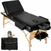 TECTAKE 3 Zonen Massageliege Somwang Mit 7,5cm Polsterung Und Holzgestell - Kosmetikliege, Behandlungsliege, Massagebank - Schwarz -TECTAKE Shop 59159186 1