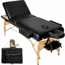 TECTAKE Shop 14 TECTAKE 3 Zonen Massageliege Somwang Mit 7,5cm Polsterung Und Holzgestell - Kosmetikliege, Behandlungsliege, Massagebank - Schwarz