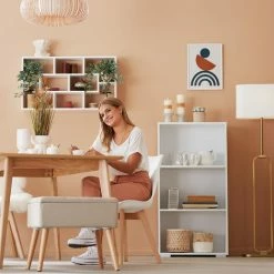 TECTAKE Bücherregal Lexi 3 Fächer 60x30x115cm - Bücherregal Mit 3 Fächern, Standregal, Beistellregal - Schwarz -TECTAKE Shop 59236923 2