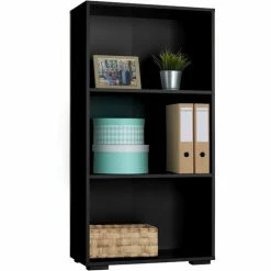 TECTAKE Bücherregal Lexi 3 Fächer 60x30x115cm - Bücherregal Mit 3 Fächern, Standregal, Beistellregal - Schwarz -TECTAKE Shop 59236923 3