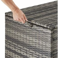 TECTAKE Auflagenbox Mit Aluminiumgestell Und Rollen 297l, 117x54x64cm - Kissenbox, Polsterbox, Gartenbox - Grau -TECTAKE Shop 60281671 4