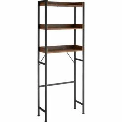 TECTAKE Badezimmerregal Seattle 63x25x165cm - Badregal, Standregal, Toilettenregal - Industrial Dunkelbraun