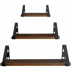 TECTAKE 3 Hängeregale Cowell - 3er-Set Hängeregal Industrial Style, Wandregal, Schweberegal - Industrial Dunkelbraun -TECTAKE Shop 68259058 3