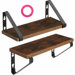 TECTAKE 3 Hängeregale Cowell - 3er-Set Hängeregal Industrial Style, Wandregal, Schweberegal - Industrial Dunkelbraun -TECTAKE Shop 68259058 4