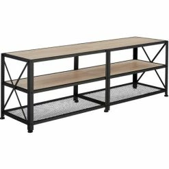 TECTAKE Lowboard Chicago 141x41,5x50,5cm - TV-Schrank Industrial Style, TV-Board, TV-Bank - Industrial Holz Hell, Eiche Sonoma