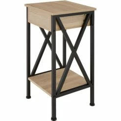 TECTAKE Beistelltisch Dayton 35x35x70,5cm - Beistelltisch Industrial Style, Nachttisch, Schlafzimmertisch - Industrial Holz Hell, Eiche Sonoma -TECTAKE Shop 71919576 3