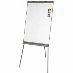 TECTAKE Flipchart Moderationstafel 65x95cm Weiß Mit 12 Magneten - Whiteboard, Magnettafel, Pinnwand