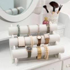 TECTAKE Schmuckständer Mit Herausnehmbaren Rollen - Schmuckhalter, Uhrenständer, Uhrenhalter - Weiß -TECTAKE Shop 7499815 3