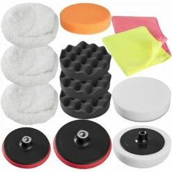 TECTAKE Polierschwamm-Set Inkl. 3 Polierteller 13-tlg - Polierpads, Polierscheiben, Polierteller