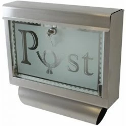 TECTAKE Edelstahl Briefkasten Mit Glasfront Und Zeitungsröhre - Postkasten, Briefkastenanlage, Briefkasten Mit Zeitungsbox -TECTAKE Shop 7500005 4