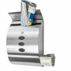 TECTAKE Edelstahl Briefkasten Mit Zeitungsröhre Rund - Postkasten, Briefkastenanlage, Briefkasten Mit Zeitungsbox -TECTAKE Shop 7500009 3
