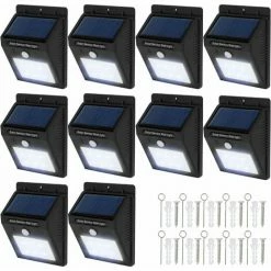 TECTAKE 10 LED Solar Leuchten Mit Bewegungsmelder - Solarlampen, Gartenbeleuchtung, Gartenleuchten