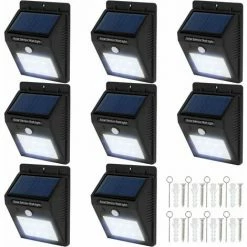 TECTAKE 8 LED Solar Leuchten Mit Bewegungsmelder - Solarlampen, Gartenbeleuchtung, Gartenleuchten