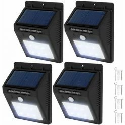 TECTAKE 4 LED Solar Leuchten Mit Bewegungsmelder - Solarlampen, Gartenbeleuchtung, Gartenleuchten