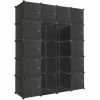 TECTAKE Steckregal 12 Boxen Mit Türen Inkl. Kleiderstangen 147x47x183cm - Regalsystem, Cube Regal, Haushaltsregal - Schwarz 2 TECTAKE Steckregal 12 Boxen Mit Türen Inkl. Kleiderstangen 147x47x183cm - Regalsystem, Cube Regal, Haushaltsregal - Schwarz -TECTAKE Shop 7500049 1
