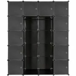 TECTAKE Steckregal 12 Boxen Mit Türen Inkl. Kleiderstangen 147x47x183cm - Regalsystem, Cube Regal, Haushaltsregal - Schwarz -TECTAKE Shop 7500049 3