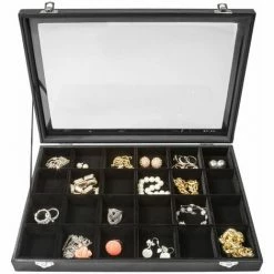TECTAKE Schmuckkasten Mit 24 Aufbewahrungsfächern - Schmuckkästchen, Schmuckaufbewahrung, Schmuckschatulle -TECTAKE Shop 7500068 5