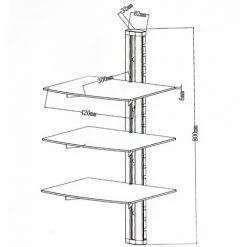 TECTAKE Wandregal Mit 3 Ablagen Für DVD-Player Und Receiver, 80x42x30cm - Hängeregal, Regalsystem, Hifi Regal -TECTAKE Shop 7500121 4