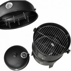 TECTAKE Holzkohlegrill Räuchertonne 3 In 1 - Standgrill, Kohlegrill, Grillwagen -TECTAKE Shop 7500172 5