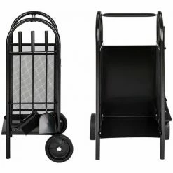 TECTAKE Kaminholzwagen Mit Schaufel, Schürhaken Und Besen - Kaminbesteck, Holzkorb, Ofenbesteck -TECTAKE Shop 7500194 3