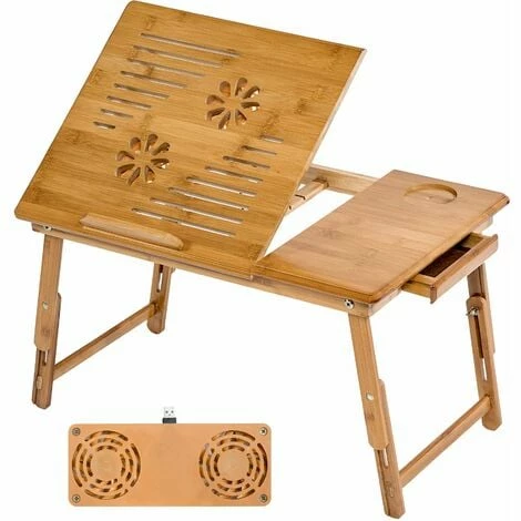 TECTAKE Laptoptisch aus Holz, höhenverstellbar, mit USB-Doppellüfter - Betttisch, Laptop Unterlage, Notebooktisch TECTAKE Laptoptisch Aus Holz, Höhenverstellbar, Mit USB-Doppellüfter - Betttisch, Laptop Unterlage, Notebooktisch -TECTAKE Shop 7500389 1