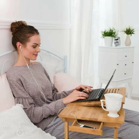 TECTAKE Laptoptisch aus Holz, höhenverstellbar, mit USB-Doppellüfter - Betttisch, Laptop Unterlage, Notebooktisch TECTAKE Laptoptisch Aus Holz, Höhenverstellbar, Mit USB-Doppellüfter - Betttisch, Laptop Unterlage, Notebooktisch -TECTAKE Shop 7500389 2