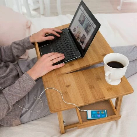 TECTAKE Laptoptisch aus Holz, höhenverstellbar, mit USB-Doppellüfter - Betttisch, Laptop Unterlage, Notebooktisch TECTAKE Laptoptisch Aus Holz, Höhenverstellbar, Mit USB-Doppellüfter - Betttisch, Laptop Unterlage, Notebooktisch -TECTAKE Shop 7500389 3