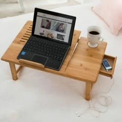 TECTAKE Laptoptisch Aus Holz, Höhenverstellbar, Mit USB-Doppellüfter - Betttisch, Laptop Unterlage, Notebooktisch 6 TECTAKE Laptoptisch Aus Holz, Höhenverstellbar, Mit USB-Doppellüfter - Betttisch, Laptop Unterlage, Notebooktisch -TECTAKE Shop 7500389 5