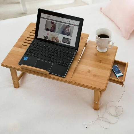 TECTAKE Laptoptisch aus Holz, höhenverstellbar, mit USB-Doppellüfter - Betttisch, Laptop Unterlage, Notebooktisch TECTAKE Laptoptisch Aus Holz, Höhenverstellbar, Mit USB-Doppellüfter - Betttisch, Laptop Unterlage, Notebooktisch -TECTAKE Shop 7500389 5