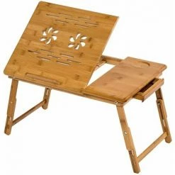 TECTAKE Laptoptisch Aus Holz, Höhenverstellbar, 55x35x26cm - Betttisch, Laptop Unterlage, Notebooktisch