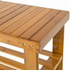 TECTAKE Bambus Schuhbank Mit 2 Ebenen Und Sitzbank Mit Getrenntem Abteil 87x28x45,5cm - Sideboard, Kommode, Lowboard -TECTAKE Shop 7500395 4