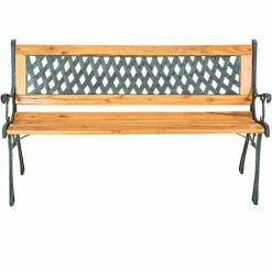 TECTAKE Gartenbank Tamara 2-Sitzer Aus Holz Und Gusseisen 128x51x73cm - Gartenmöbel, Balkonmöbel, Bank -TECTAKE Shop 7500410 3