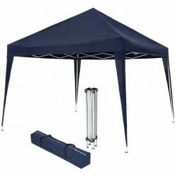 TECTAKE Faltbarer Garten Pavillon 3x3m - Partyzelt, Anbaupavillon, Festzelt - Blau