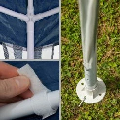 TECTAKE Garten Pavillon 3x3m - Partyzelt, Anbaupavillon, Festzelt - Blau -TECTAKE Shop 7500443 4