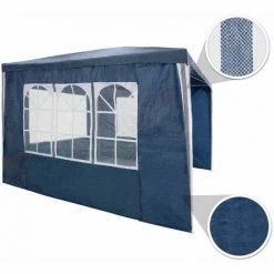 TECTAKE Garten Pavillon 3x3m Mit 3 Seitenteilen - Partyzelt, Anbaupavillon, Festzelt - Blau -TECTAKE Shop 7500465 3