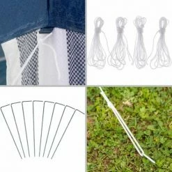 TECTAKE Garten Pavillon 3x3m Mit 3 Seitenteilen - Partyzelt, Anbaupavillon, Festzelt - Blau -TECTAKE Shop 7500465 5