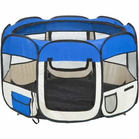 TECTAKE Tierlaufstall aus Polyester inkl. Tragetasche - Welpenauslauf, Gehege, Welpenlaufstall - blau TECTAKE Tierlaufstall Aus Polyester Inkl. Tragetasche - Welpenauslauf, Gehege, Welpenlaufstall - Blau -TECTAKE Shop 7500469 1