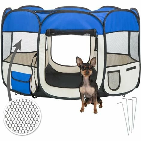 TECTAKE Tierlaufstall aus Polyester inkl. Tragetasche - Welpenauslauf, Gehege, Welpenlaufstall - blau TECTAKE Tierlaufstall Aus Polyester Inkl. Tragetasche - Welpenauslauf, Gehege, Welpenlaufstall - Blau -TECTAKE Shop 7500469 2