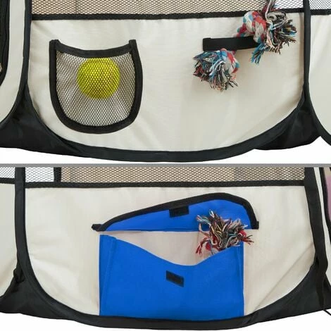 TECTAKE Tierlaufstall aus Polyester inkl. Tragetasche - Welpenauslauf, Gehege, Welpenlaufstall - blau TECTAKE Tierlaufstall Aus Polyester Inkl. Tragetasche - Welpenauslauf, Gehege, Welpenlaufstall - Blau -TECTAKE Shop 7500469 3