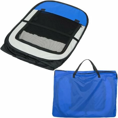 TECTAKE Tierlaufstall aus Polyester inkl. Tragetasche - Welpenauslauf, Gehege, Welpenlaufstall - blau TECTAKE Tierlaufstall Aus Polyester Inkl. Tragetasche - Welpenauslauf, Gehege, Welpenlaufstall - Blau -TECTAKE Shop 7500469 4
