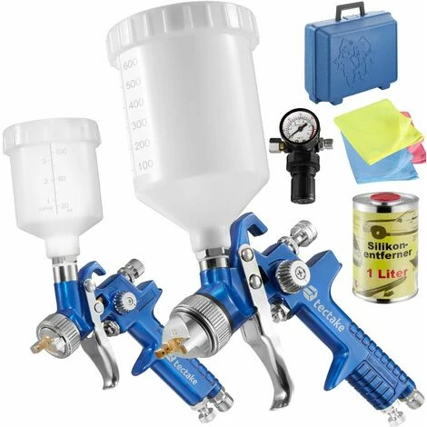 TECTAKE 2 HVLP Lackierpistolen (0,8/1,3mm Düse) inkl. Silikonentferner - Lackierpistole, Spritzpistole, Farbspritzpistole TECTAKE 2 HVLP Lackierpistolen (0,8/1,3mm Düse) Inkl. Silikonentferner - Lackierpistole, Spritzpistole, Farbspritzpistole -TECTAKE Shop 7500479 1