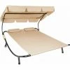 TECTAKE Gartenliege Für 2 Personen - Sonnenliege, Liegestuhl, Relaxliege - Beige